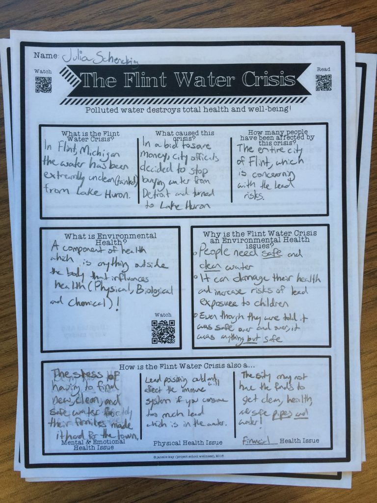 Flint Water Crisis, Health Education, Lesson Plans, TPT, Project School Wellness, Environmental Health, Components of Health, Dimensions of Health 