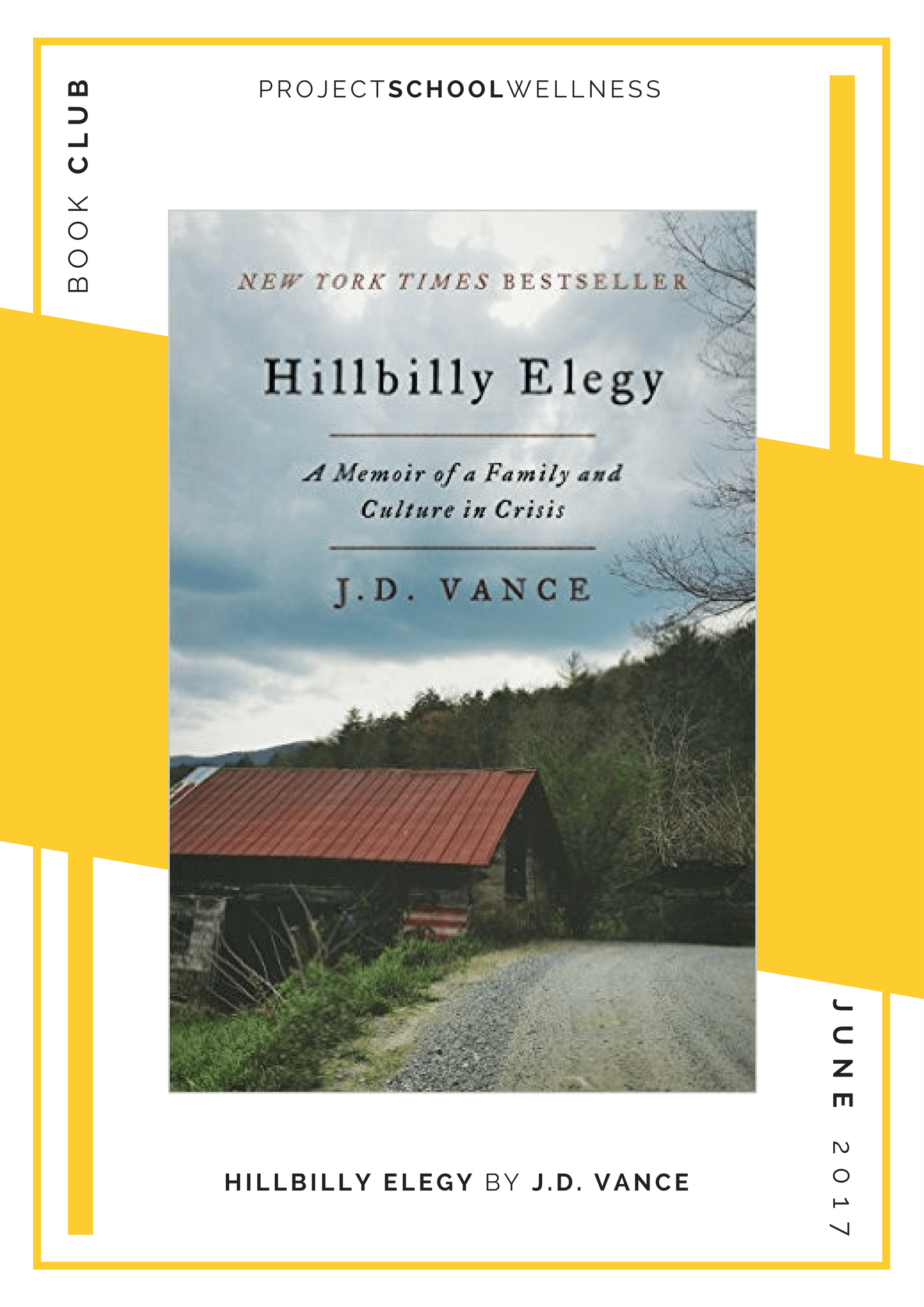 Project School Wellness book club. A list of must read books for teachers and parents! Each month Janelle from Project School Wellness her most current reads. Learn about an often overlooked and underrepresented population in J.D. Vance's memoir, Hillbilly Elegy.